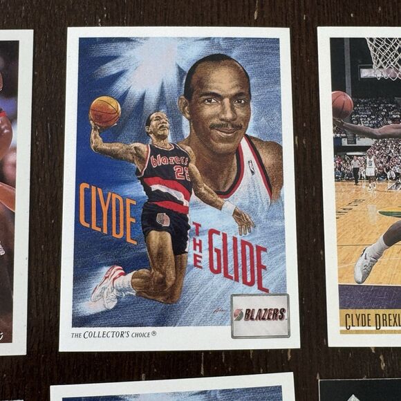 Clyde Drexler 12 Card Lot Trail Blazers Hornets NBA Basketball 2x HOF Dream Team - Picture 8 of 12